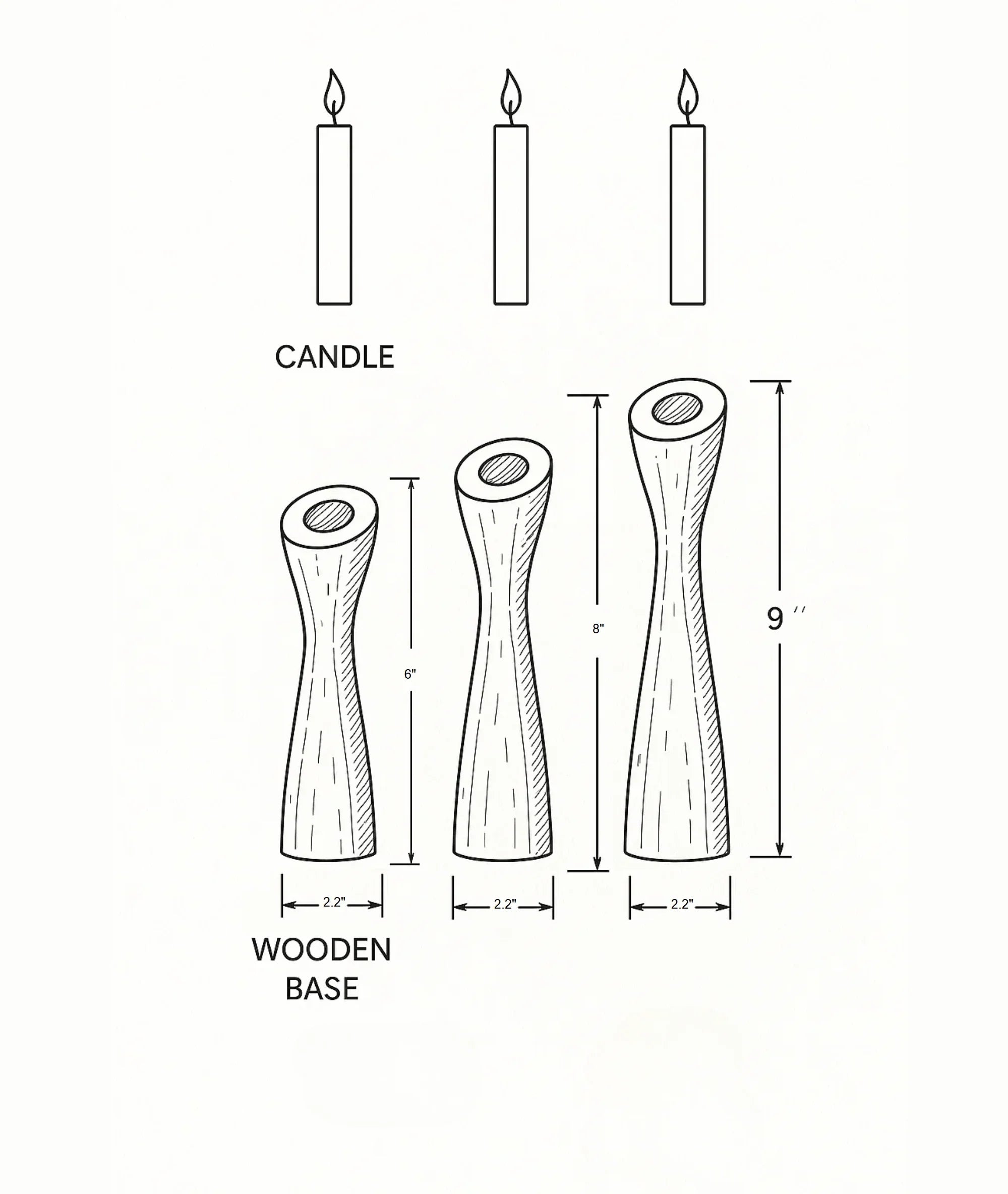 Tapered Silhouette Wooden Candle Holders