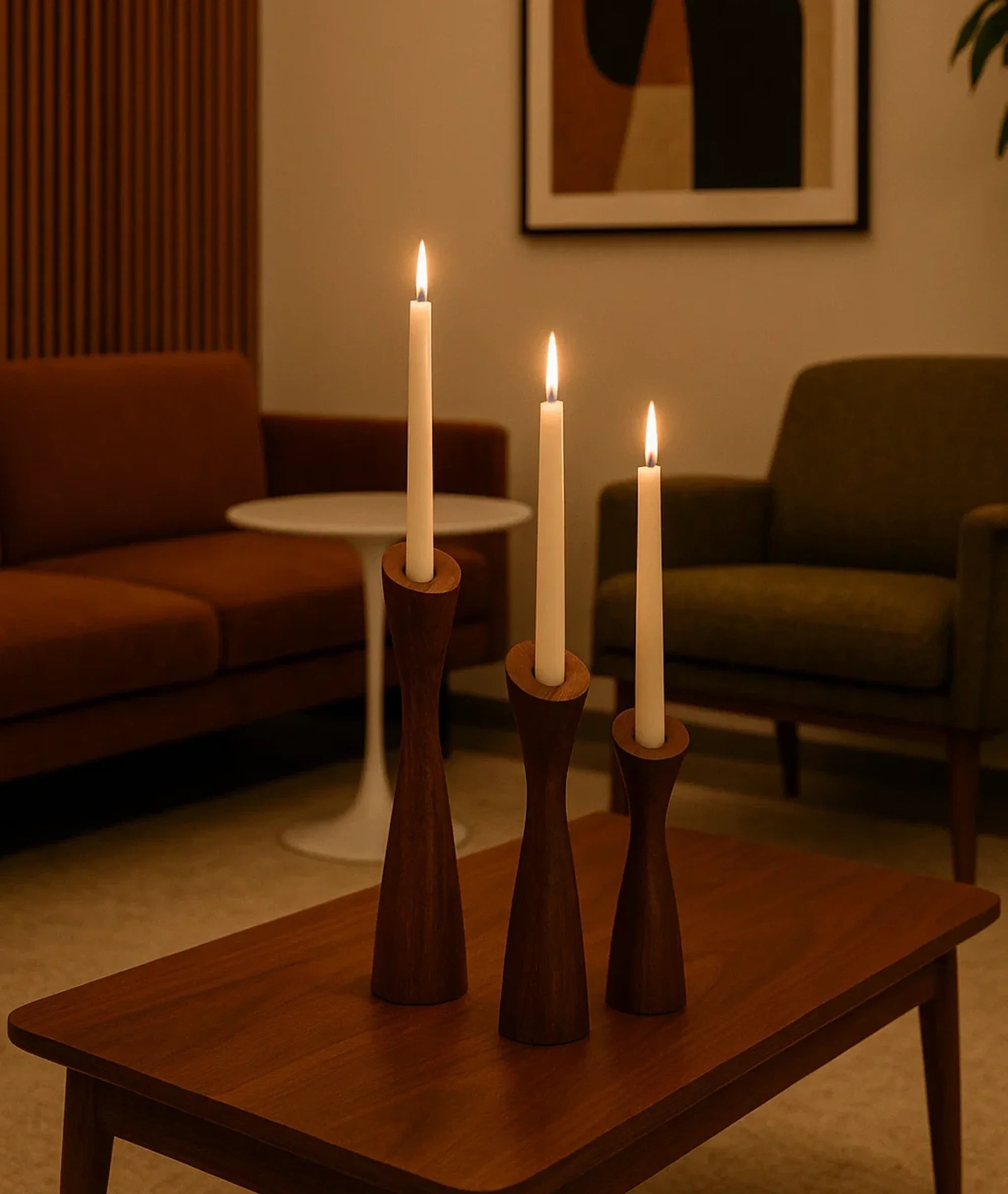 Tapered Silhouette Wooden Candle Holders