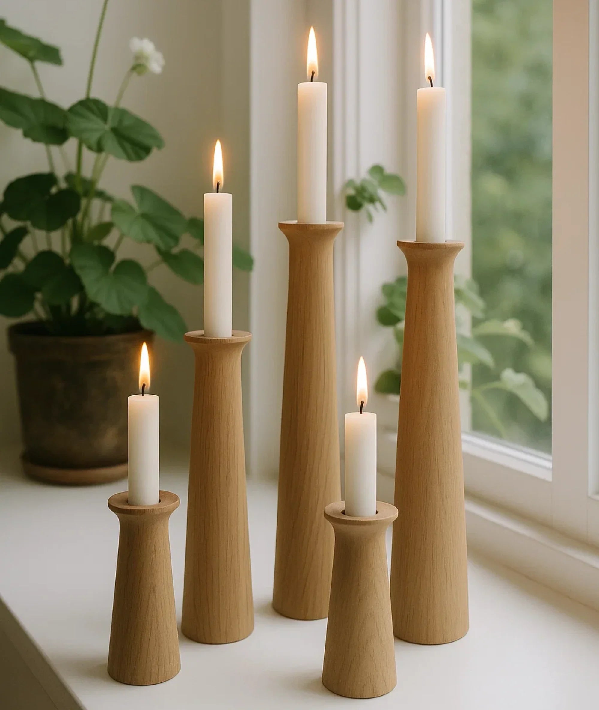 Terracotta Wooden Candlestick Holder