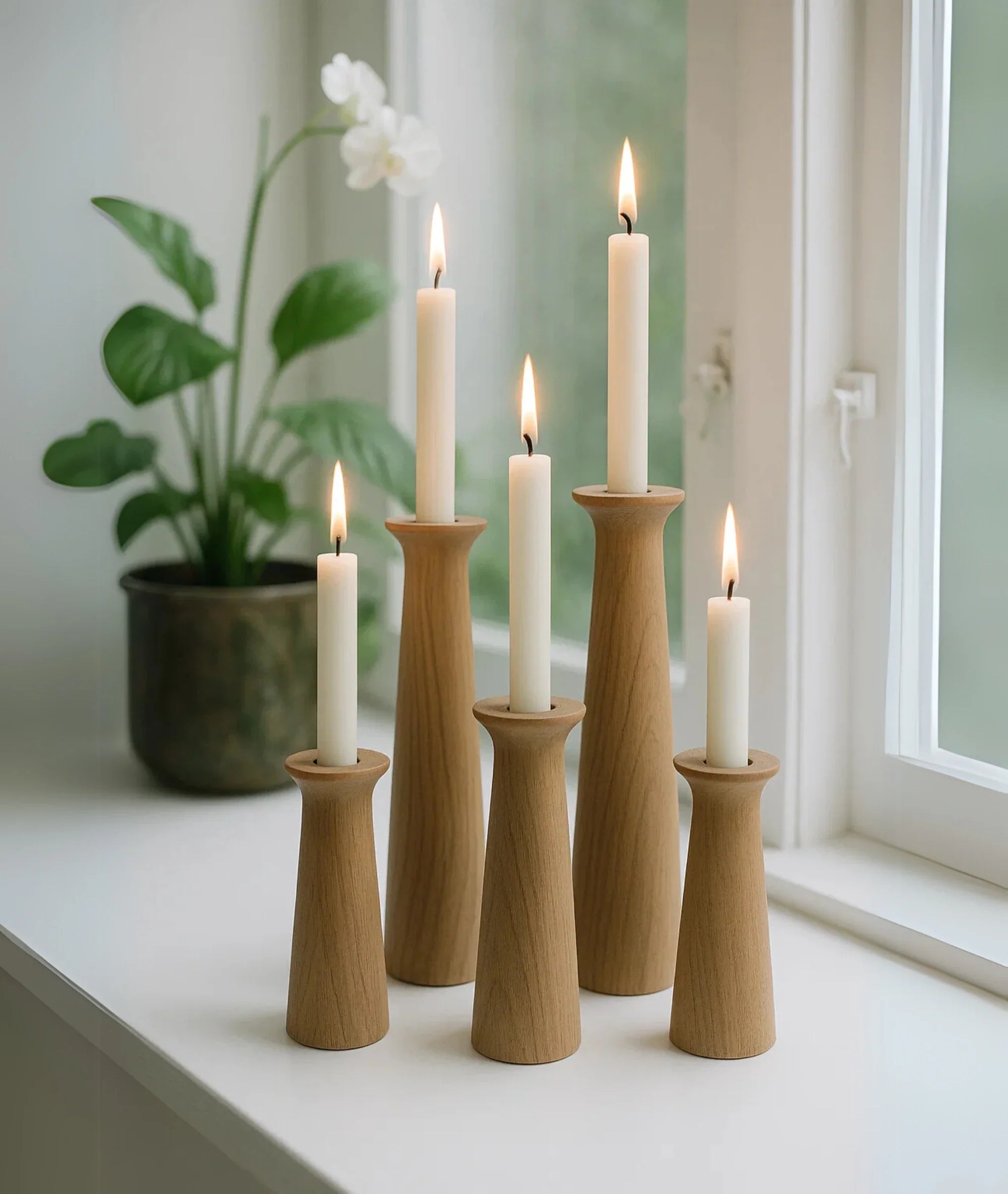 Terracotta Wooden Candlestick Holder