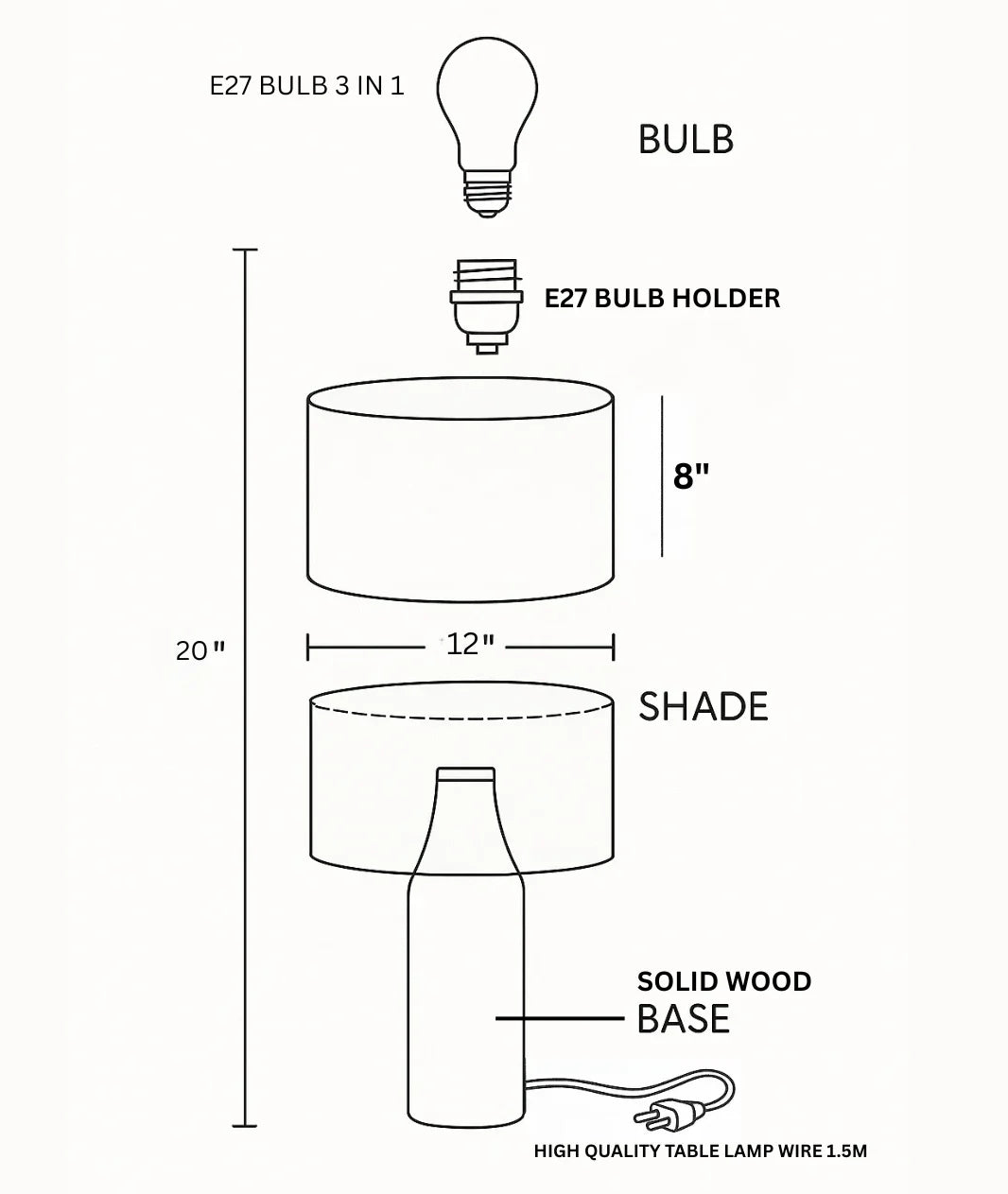 VECTOR  Table Lamp | Wooden Bedside Lamp