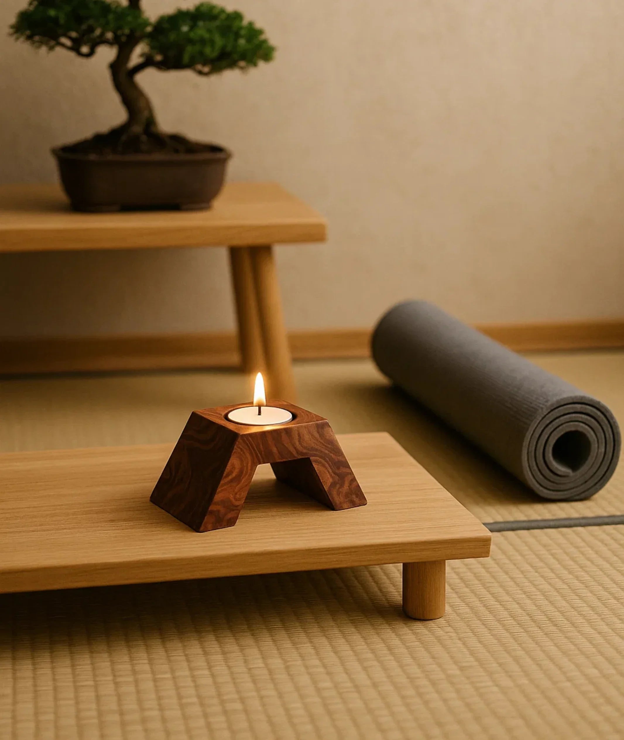 Wooden Stairs Tealight Candle Holder