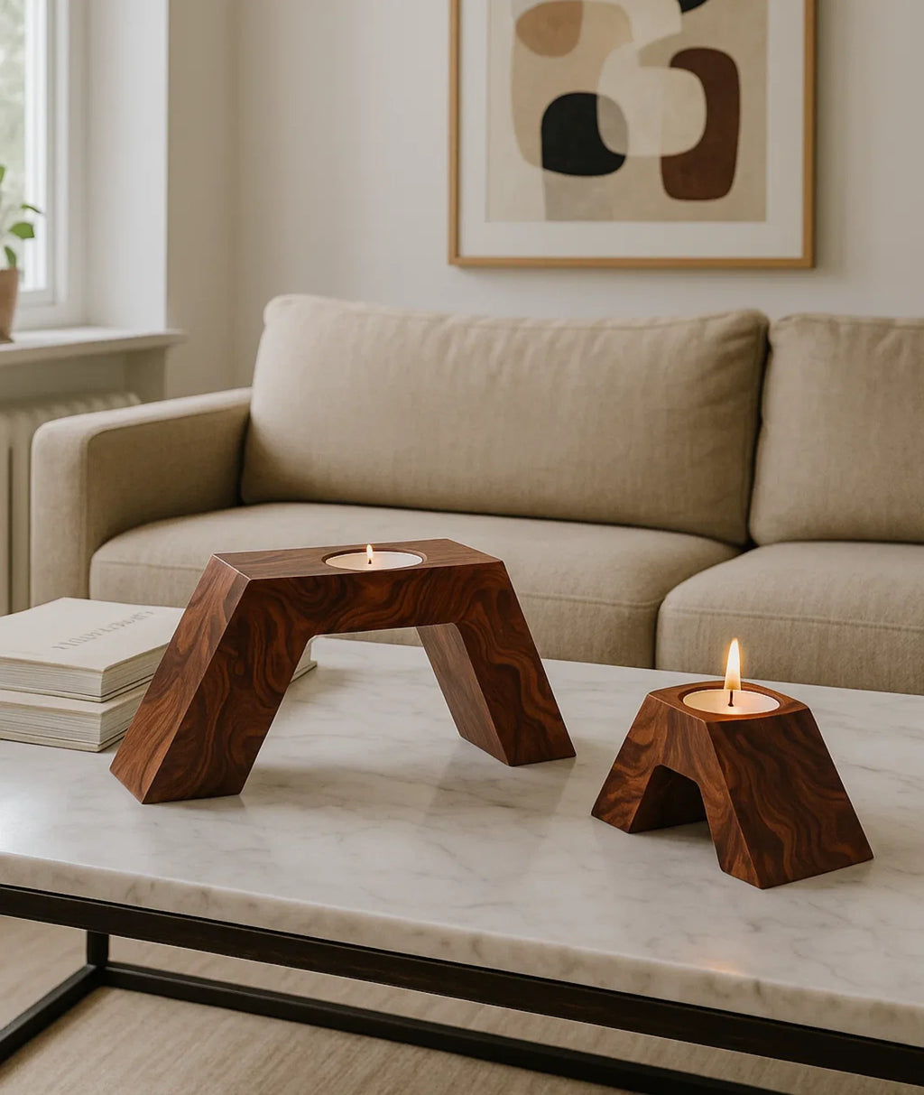 Wooden Stairs Tealight Candle Holder