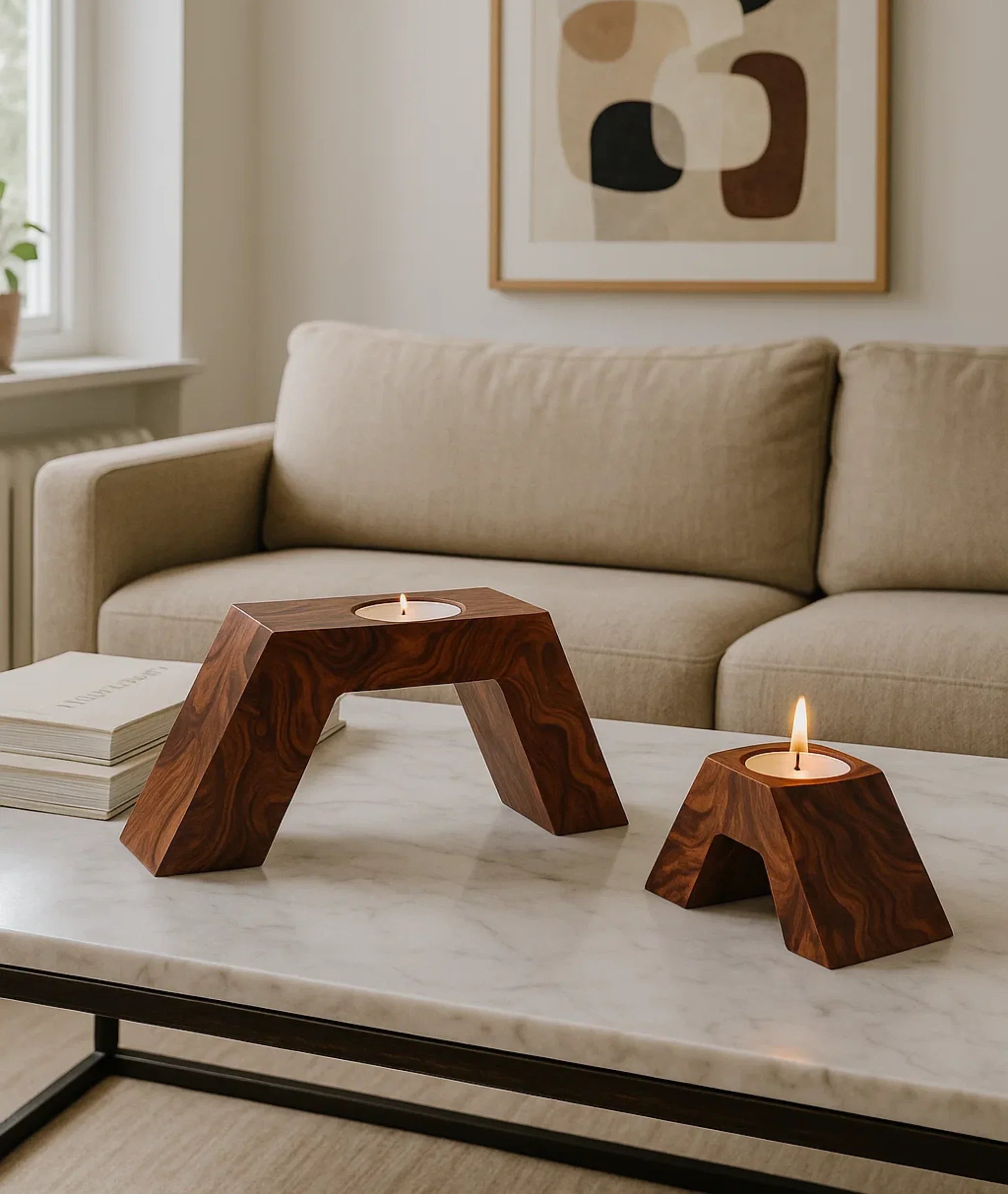 Wooden Stairs Tealight Candle Holder