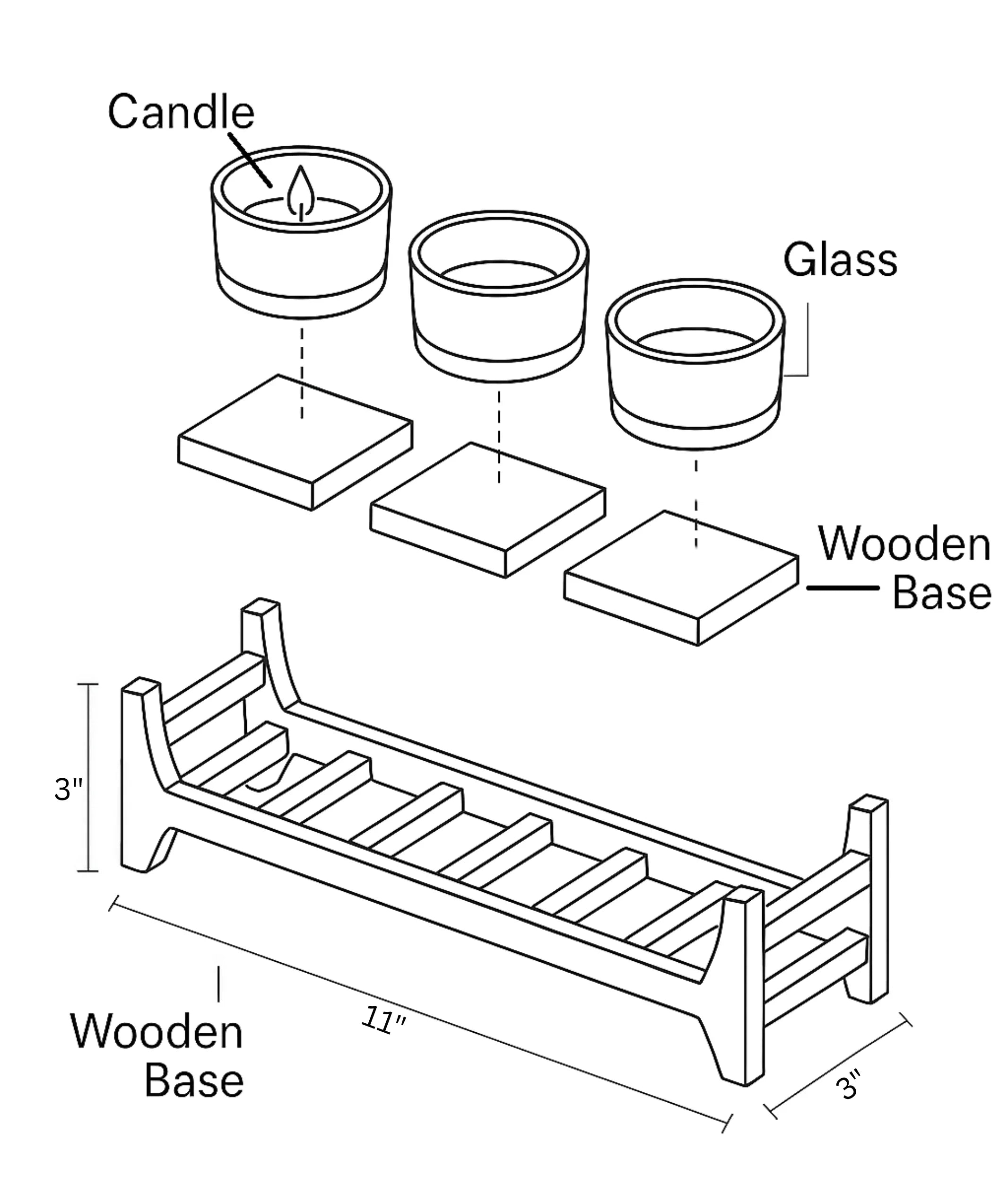 Zen-Inspired Wooden and Glass Candle Holder