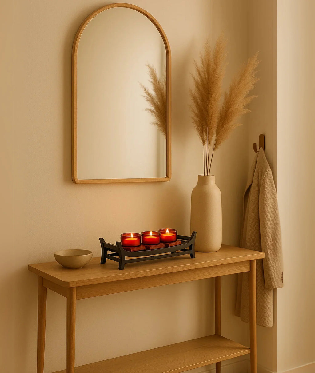Zen-Inspired Wooden and Glass Candle Holder